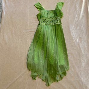 My Michelle Sparkling Green Dress with Beaded Waist and Layered Skirt